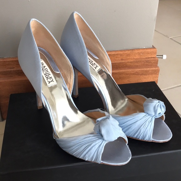 light blue satin heels